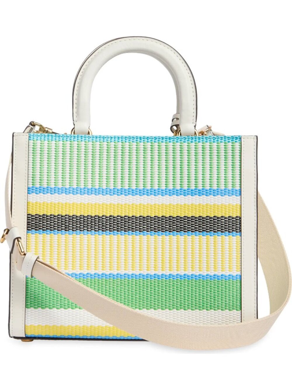 Kate Spade New York Manhattan striped Woven Straw Tote in Green Multi